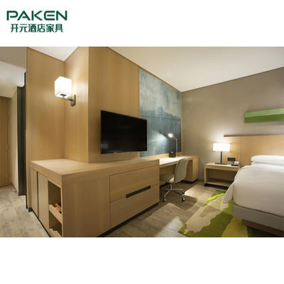 Bộ đồ nội thất phòng ngủ khách sạn bề mặt Veneer &amp; Melamine &amp; Laminate màu sáng