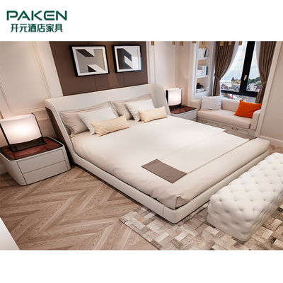 Tùy chỉnh nội thất biệt thự hiện đại Nội thất phòng ngủ &amp; giường ngủ phong cách hiện đại với màu ngà
