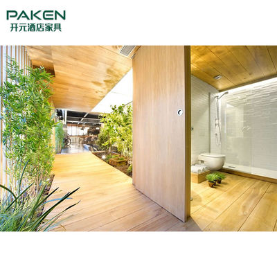 Nội thất phòng tắm biệt thự hiện đại bằng gỗ và ấm áp